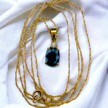 Load image into Gallery viewer, 14k Yellow Gold 1 cttw Natural Blue Sapphire Diamond Necklace 21" 585 Gold 1.6g