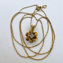 Load image into Gallery viewer, Antique 14k Gold .10 Carat Old Mine Cut Diamond Necklace 18" Victorian Love Knot