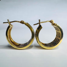 Load image into Gallery viewer, REAL 10k Yellow Gold 1.2CTTW 16mm Channel Set NATURAL DIAMOND Hoop Earrings 5.9g