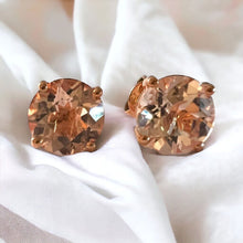 Load image into Gallery viewer, 10k Rose Gold 2.5ct Natural Morganite Earrings 7mm Studs Christmas Gift for Wife