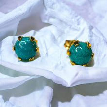 Load image into Gallery viewer, 14k Gold Natural Turquoise Earrings 1 CTTW Stud Earrings Solid 585 Gold Western