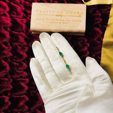 Load image into Gallery viewer, 10k Gold Diamond & Natural Emerald Earrings 1 CTTW Leverback Hoop Earrings 1.2g