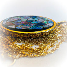 Load image into Gallery viewer, 14k Yellow Gold Black Opal Necklace 18" Mosaic Australian Opal 3.5g Vintage