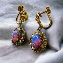 Load image into Gallery viewer, Antique 10k Gold Pink Opal Earrings Victorian Screwback Dangle Claw Prong 2.8g