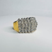 Load image into Gallery viewer, 14k GOLD 5 ROW 2ct Natural 45 DIAMONDS SOLID YELLOW GOLD RING Pyramid Ring 7g