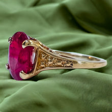 Load image into Gallery viewer, 10k Yellow Gold 2&1/2 CTTW Ruby Ring Size 8.75 Natural Ruby Solitaire Ring 2.4g