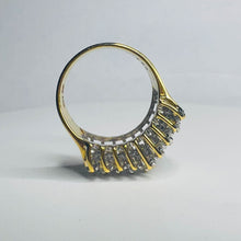 Load image into Gallery viewer, 14k GOLD 5 ROW 2ct Natural 45 DIAMONDS SOLID YELLOW GOLD RING Pyramid Ring 7g