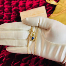 Load image into Gallery viewer, Antique 18k Yellow Gold 1/2ct Natural Sapphire Diamond Necklace 16" French 2.4g