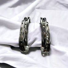 Load image into Gallery viewer, 10k White Gold 1/3 Carat T.W. Diamond Earrings Diamond J Hook Hoops 21mm 3.3g