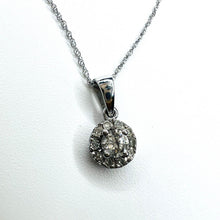 Load image into Gallery viewer, 14k White Gold .25ctw Natural Diamond Necklace 18" 10k Gold Cluster Pendant 1.2g