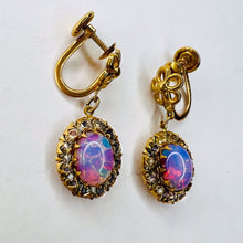Load image into Gallery viewer, Antique 10k Gold Pink Opal Earrings Victorian Screwback Dangle Claw Prong 2.8g