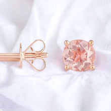 Load image into Gallery viewer, 10k Rose Gold 2.5ct Natural Morganite Earrings 7mm Studs Christmas Gift for Wife