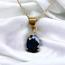 Load image into Gallery viewer, 14k Yellow Gold 1 cttw Natural Blue Sapphire Diamond Necklace 21" 585 Gold 1.6g