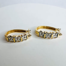 Load image into Gallery viewer, REAL 14k YELLOW GOLD 1.2CTTW 22mm Channel Set NATURAL DIAMOND Hoop Earrings 4.5g