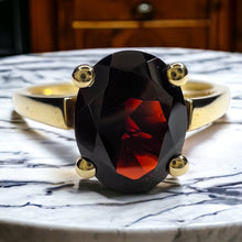 Load image into Gallery viewer, 10k Yellow Gold 2 Carat Garnet Ring Size 9.25 Natural Garnet Solitaire Ring 2g