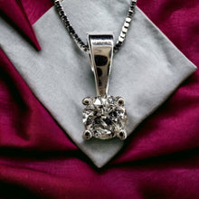 Load image into Gallery viewer, 10k White Gold 1/4ct Solitaire Natural Diamond Necklace 19" Anniversary Gift