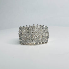 Load image into Gallery viewer, 14k GOLD 5 ROW 2ct Natural 45 DIAMONDS SOLID YELLOW GOLD RING Pyramid Ring 7g