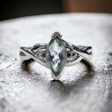 Load image into Gallery viewer, 10k White Gold Aquamarine 1/2 CT T.W. Diamond Engagement Ring Set Twist Sz 7
