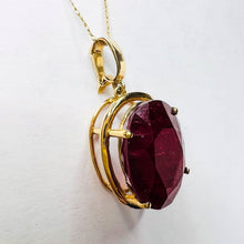 Load image into Gallery viewer, 10k Yellow Gold 13cttw Natural Ruby Necklace 19" Oval Cut Ruby Pendant 6.3g July Birthstone Large Earth Mined Ruby Anniversary Gift for Wife