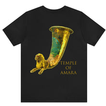 Load image into Gallery viewer, Temple of Amara "Nisa" Tshirt For Men & Women Back Print Ancient Parthian Lion Drinking Horn Unisex Tee