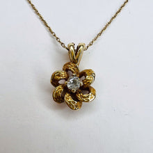 Load image into Gallery viewer, Antique 14k Gold .10 Carat Old Mine Cut Diamond Necklace 18" Victorian Love Knot
