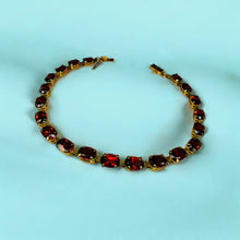 Load image into Gallery viewer, 10k Gold Garnet Tennis Bracelet 7.5" 12 Carat T.W. Natural Oval Red Garnet 4.8g