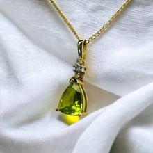 Load image into Gallery viewer, 14k Gold 1 CT T.W. Natural Peridot & Diamond Necklace 15" August Birthstone 1.5g