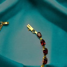 Load image into Gallery viewer, 10k Gold Garnet Tennis Bracelet 7.5" 12 Carat T.W. Natural Oval Red Garnet 4.8g