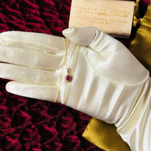 Load image into Gallery viewer, 14k Gold Natural Ruby Necklace 18" Halo Diamond Necklace July Birthstone 1.4g