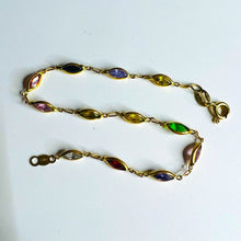 Load image into Gallery viewer, 14k Yellow Gold 3.6mm Multi Colored Gemstone Bracelet 7" REAL GOLD 585 2.4g