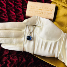 Load image into Gallery viewer, 10k White Gold 6 cttw Genuine Blue Sapphire Halo Diamond Necklace 17" 5.4g