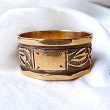 Load image into Gallery viewer, 10k Gold Antique Victorian Wedding Band Sz 8 Engraved Grape Leaves 9mm Band 2.3g