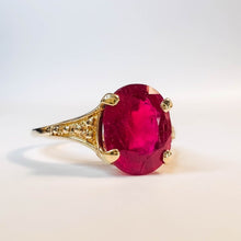 Load image into Gallery viewer, 10k Yellow Gold 2&1/2 CTTW Ruby Ring Size 8.75 Natural Ruby Solitaire Ring 2.4g