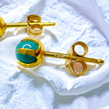 Load image into Gallery viewer, 14k Gold Natural Turquoise Earrings 1 CTTW Stud Earrings Solid 585 Gold Western