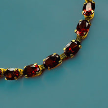 Load image into Gallery viewer, 10k Gold Garnet Tennis Bracelet 7.5" 12 Carat T.W. Natural Oval Red Garnet 4.8g