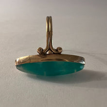 Load image into Gallery viewer, REAL 10k Yellow Gold ANTIQUE Green Agate Ring Sz 6 Victorian Era Long Navette Chrysoprase