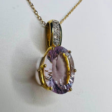 Load image into Gallery viewer, REAL 14k YELLOW GOLD Brazilian 4.4cttw ROSE DE FRANCE AMETHYST Necklace 18" 4.3g
