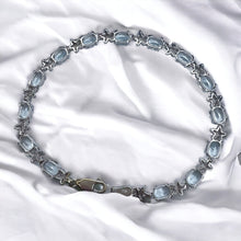Load image into Gallery viewer, 10k White Gold 5 CT T.W. Aquamarine Tennis Bracelet 7.15" Flower Bracelet 5.7g