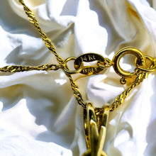 Load image into Gallery viewer, 14k Gold Natural Aquamarine Diamond Necklace 20" Vintage 2CT Pear Cut 3.4g