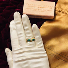 Load image into Gallery viewer, 14k Gold 1/4ct Natural Emerald Ring Size 7 Channel Set Diamonds Valentines Day