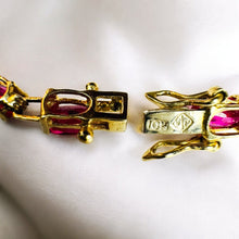 Load image into Gallery viewer, 10k Gold Ruby Tennis Bracelet 7.5" 7 Carat T.W. 4.6g Oval Cut Pink Ruby July