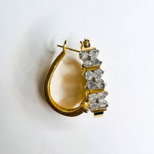 Load image into Gallery viewer, REAL 14k YELLOW GOLD 1.2CTTW 22mm Channel Set NATURAL DIAMOND Hoop Earrings 4.5g