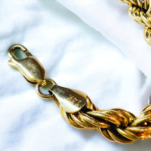Load image into Gallery viewer, Vintage 14k Yellow Gold 6mm Rope Bracelet 7.25" Hand Crafted Cable Rings 4.5g