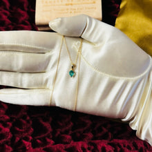 Load image into Gallery viewer, 14k Gold Natural Colombian Emerald Necklace 19" Pear Cut 1/2 CT Solitaire 1.1g