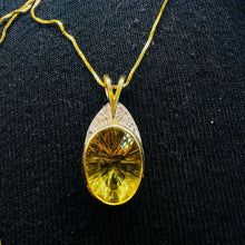 Load image into Gallery viewer, REAL 14k YELLOW GOLD 4.2cttw Oval Cut Natural Lemon Citrine Necklace 16" 5.6g