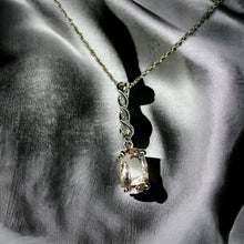 Load image into Gallery viewer, 14k White Gold Natural Pink Morganite Diamond Necklace 18" Oval Cut Twist 1.4g