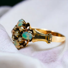 Load image into Gallery viewer, Antique 10k Yellow Gold Opal Seed Pearl Ring Size 5.5 Victorian Estate 2.15g