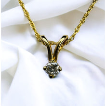 Load image into Gallery viewer, 14K Gold 1/20 CT Natural Diamond Solitaire Necklace 18" .05ct April Birthstone