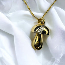 Load image into Gallery viewer, 14k Gold Diamond Mushroom Necklace 16" Vintage Magic Mushroom Charm Pendant 6.6g