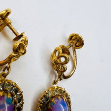 Load image into Gallery viewer, Antique 10k Gold Pink Opal Earrings Victorian Screwback Dangle Claw Prong 2.8g